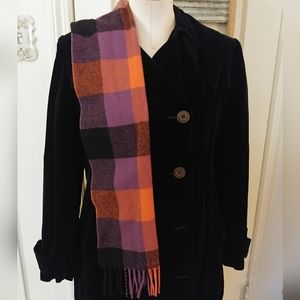 Plaid Scarf 100% Lambswool Purple Orange Winter Accessories Italy C.B.M.